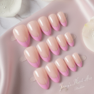 French Press-On Nails – Light French Tip (15 pcs Set)