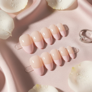 French Press-On Nails – Light French Tip (15 pcs Set)