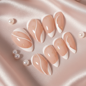 French Press-On Nails – Light French Tip (10 pcs Set)